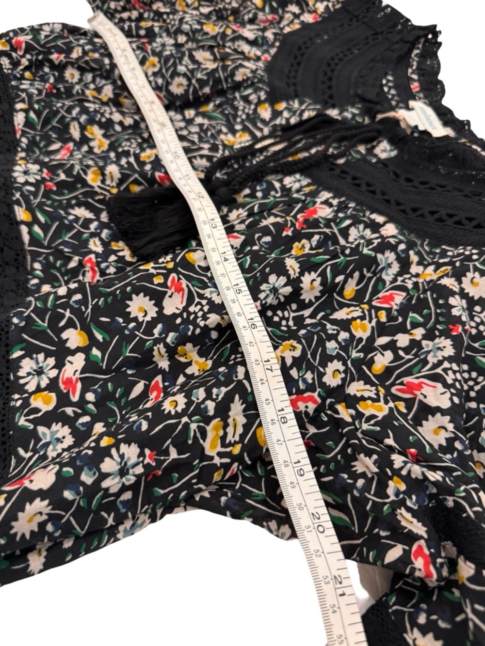 Sundance Black Floral Midi Dress with Crochet Yoke - Picture 9 of 10